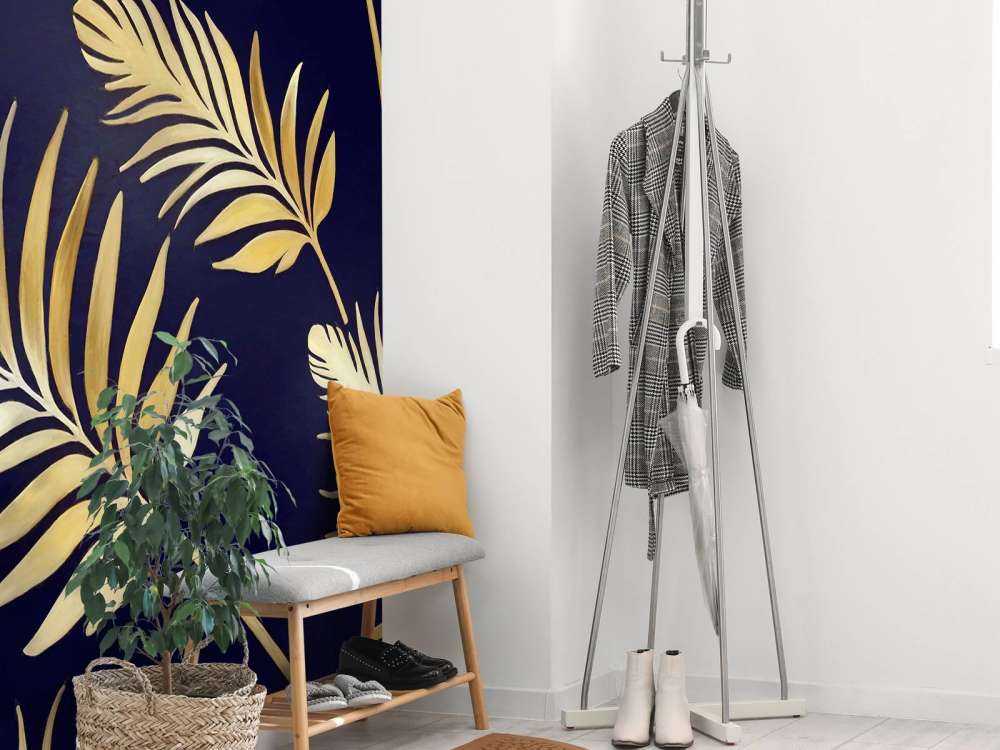 Golden leaves on dark Copper