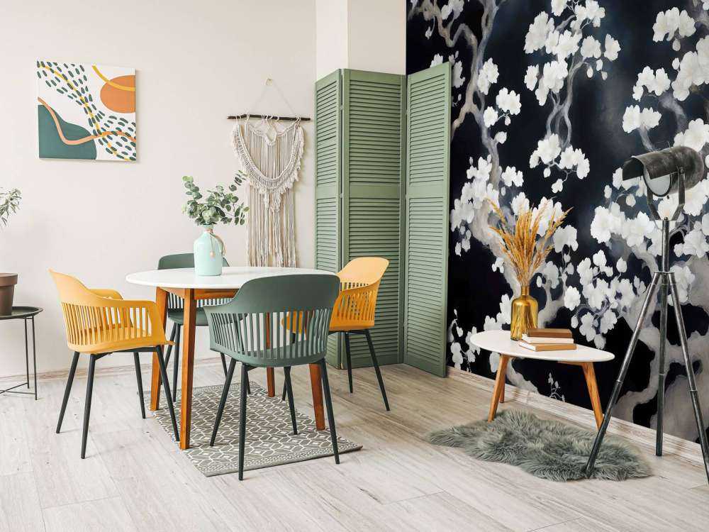 Wonderful blooming forest - black