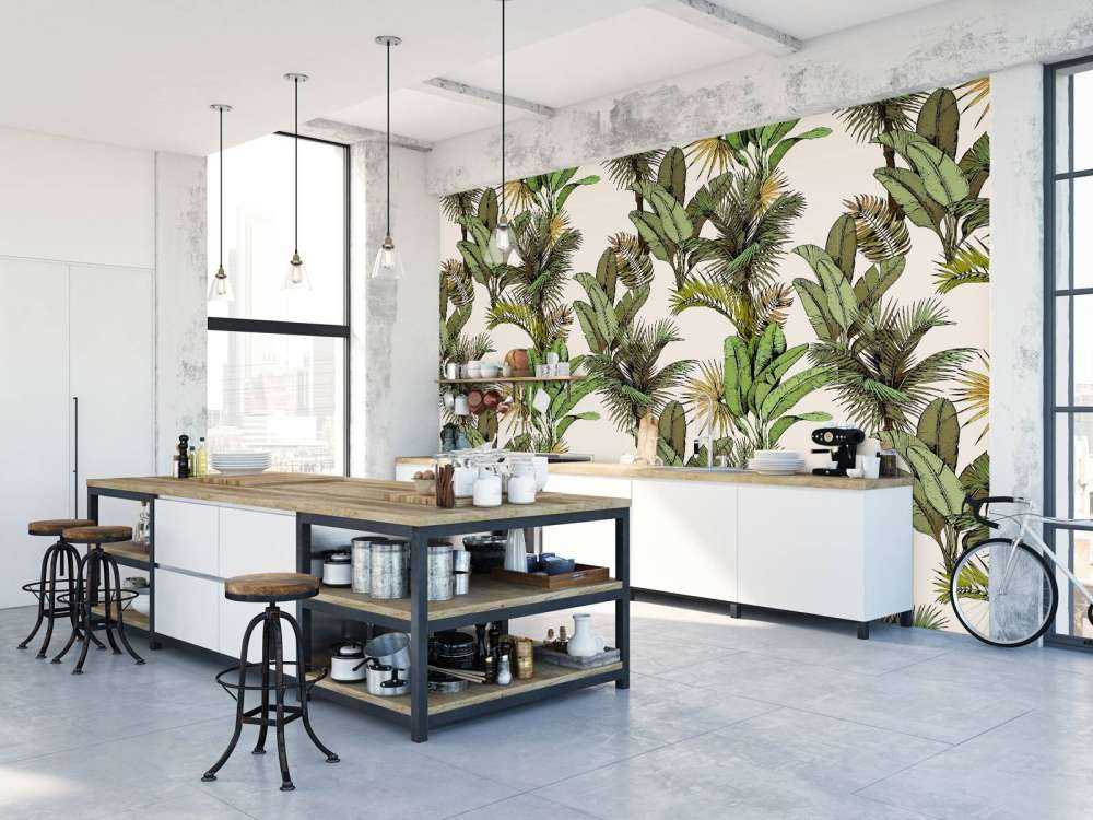 Tropische palm- en bananenbladeren