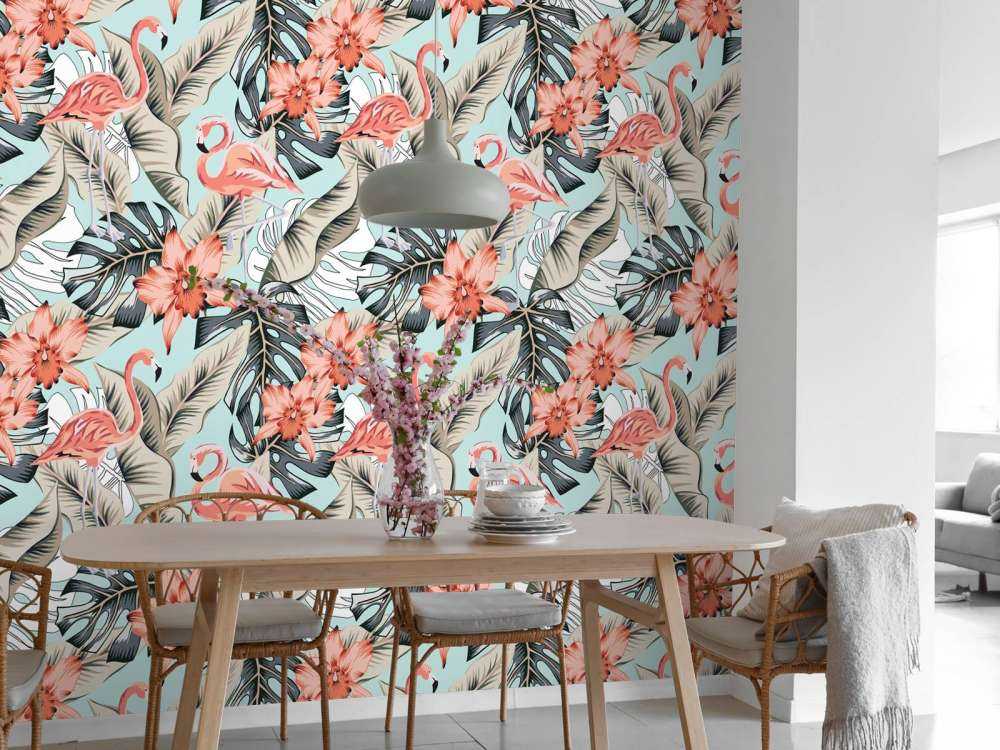 Tropische roze flamingo