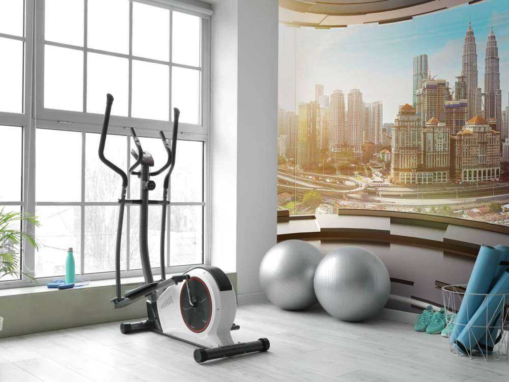 Wereldstad vanuit een futuristische kamer