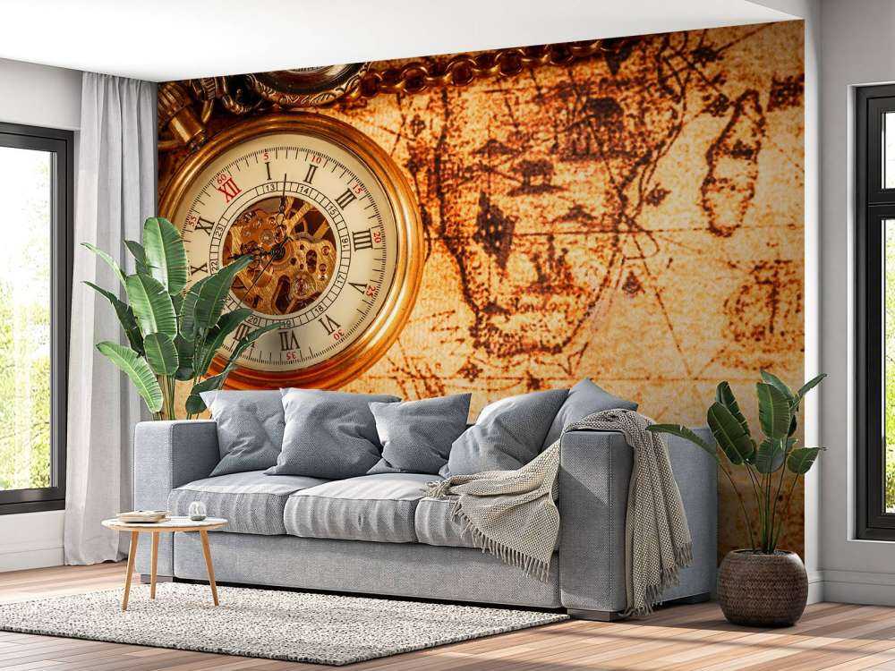 Zakhorloge op een wereldkaart