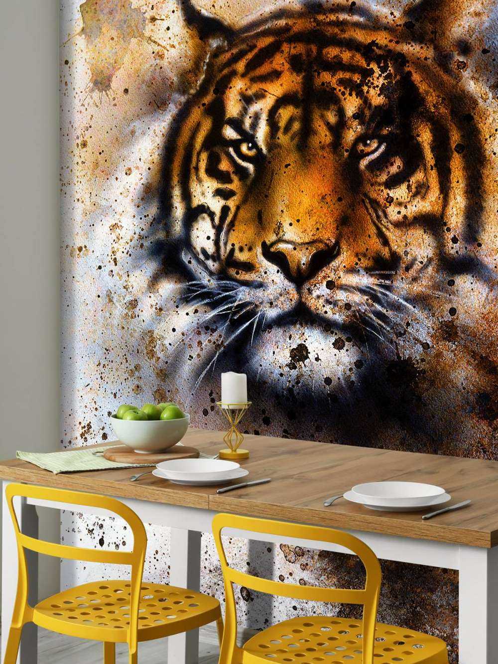 Stoere tijger schilderij