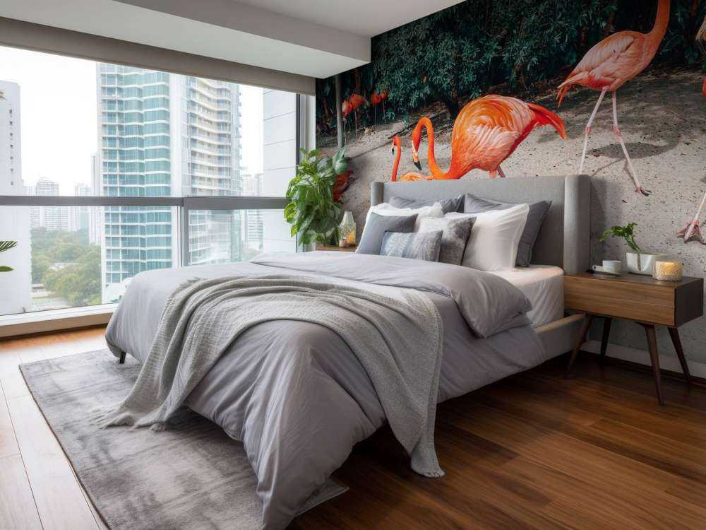 Flamingo's op een Caribisch eiland