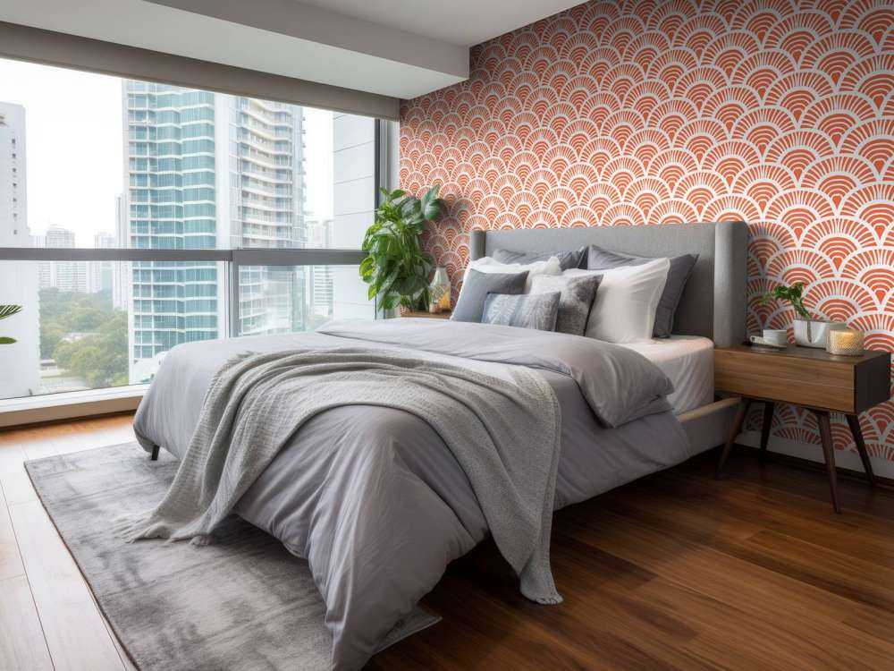 Oranje golfjes print