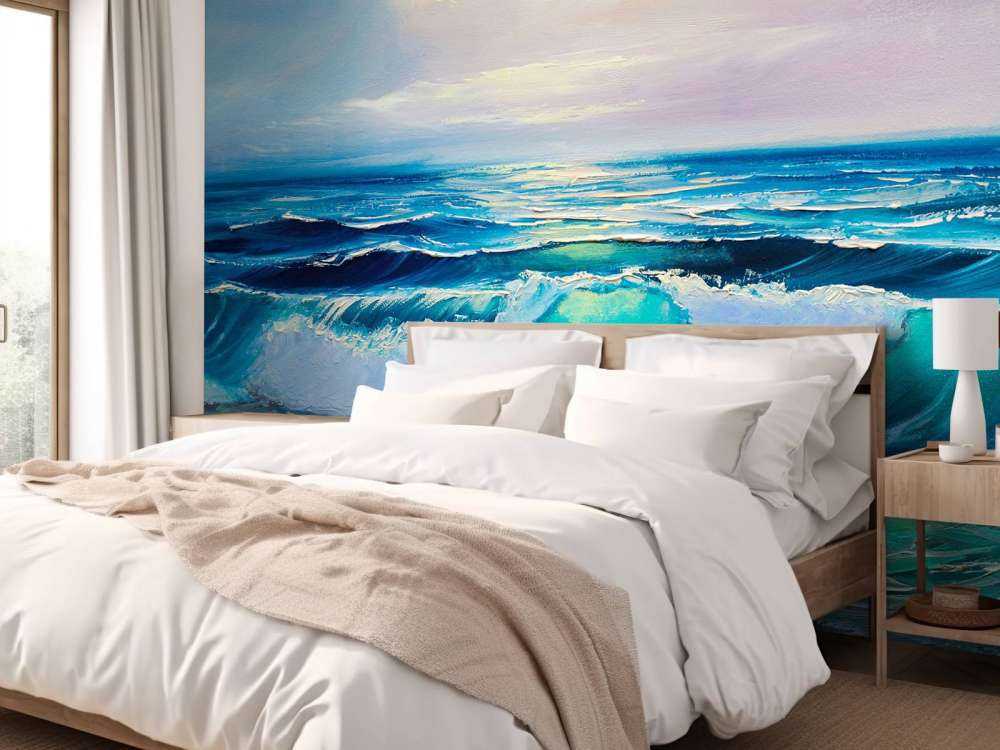 Olieverfschilderij van een heldere zee