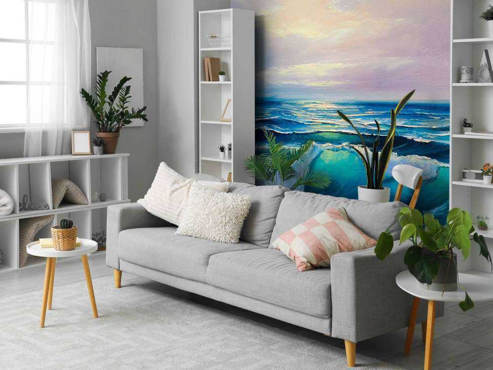 Olieverfschilderij van een heldere zee