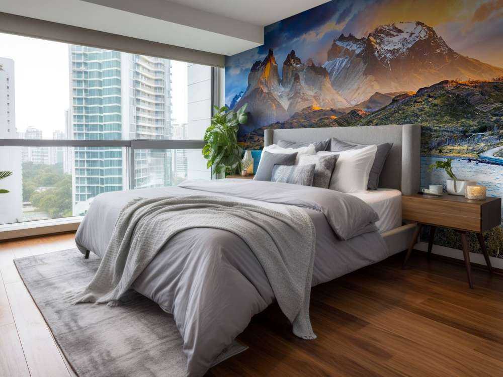 Vulkaan met een meer op de voorgrond