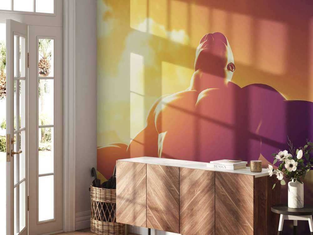 Gespierde man bij zonsondergang