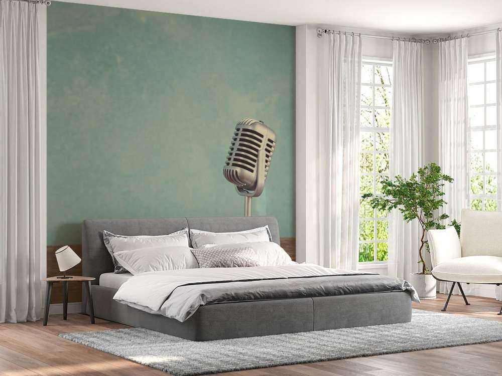 Klassieke microfoon met een blauwe achtergrond