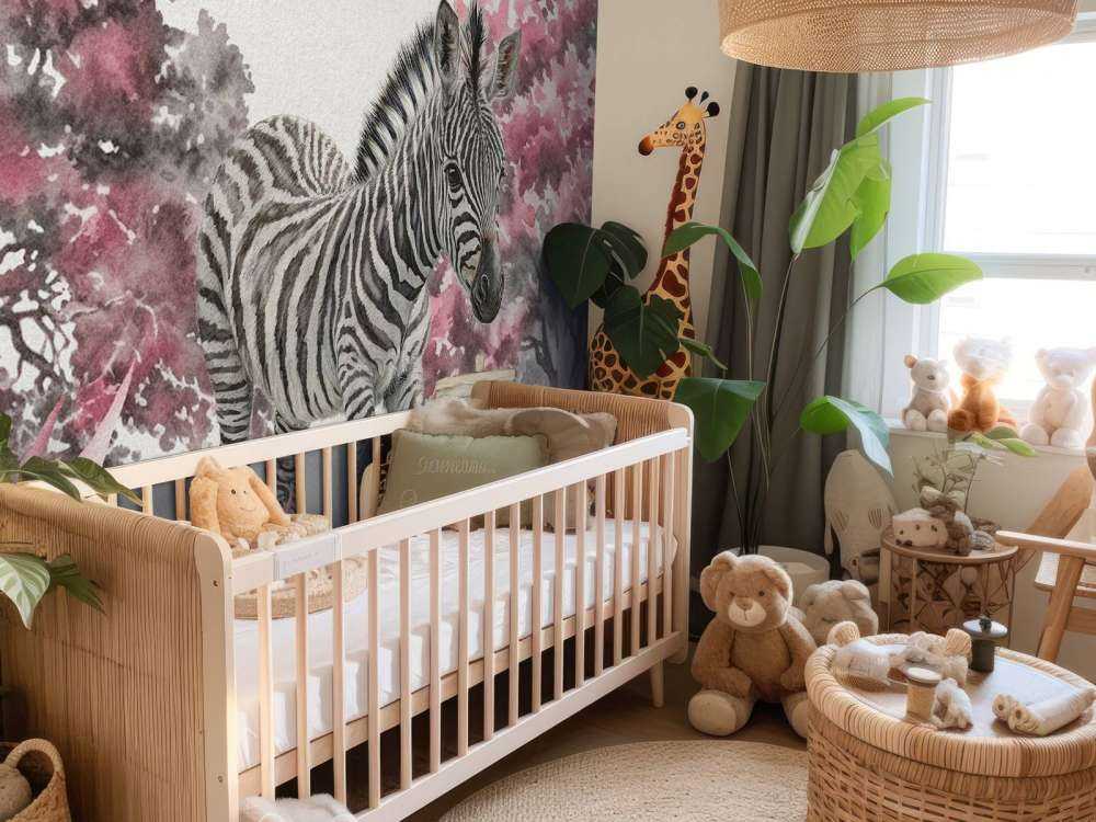 Jonge zebra in de natuur roze