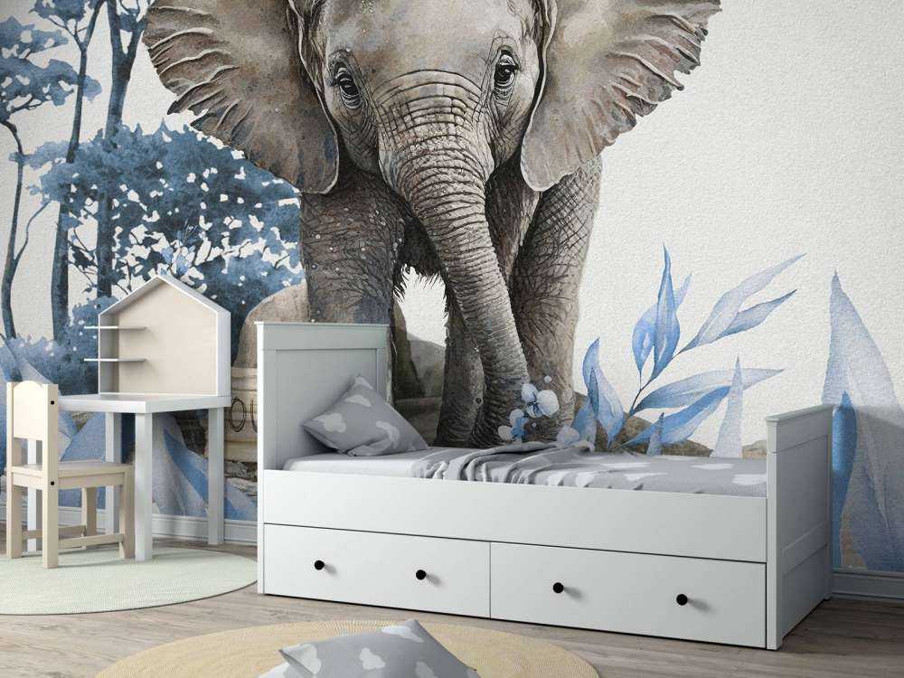 Olifantje in de jungle blauw