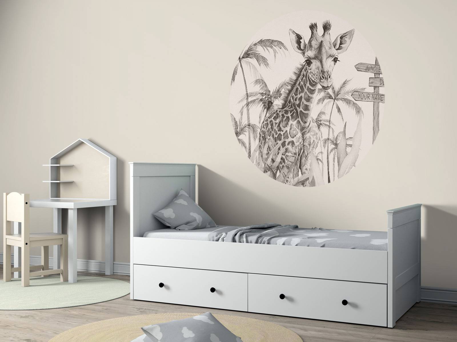 Baby giraffe in de jungle beige