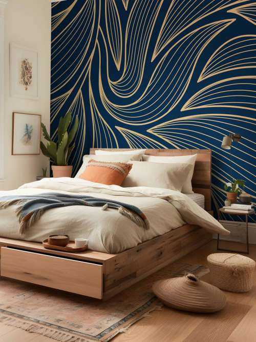 Art deco bloemen blauw