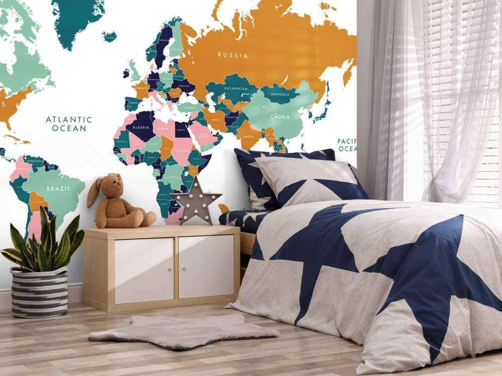 Wereldkaart met oceaan dieren