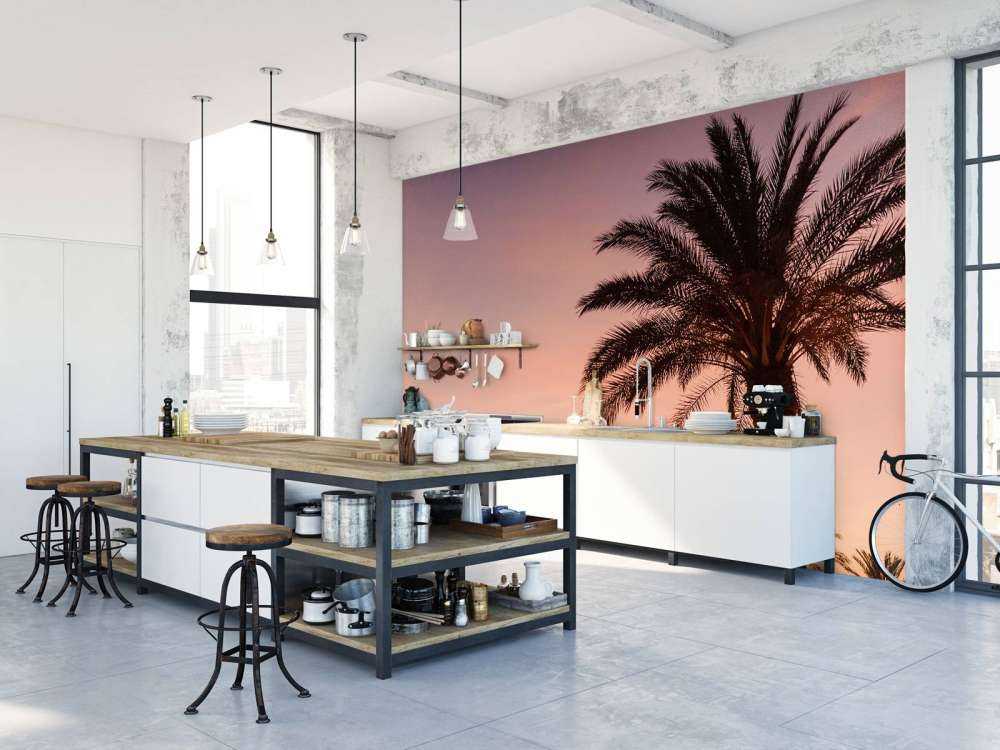 Palmbomen en zonsondergang