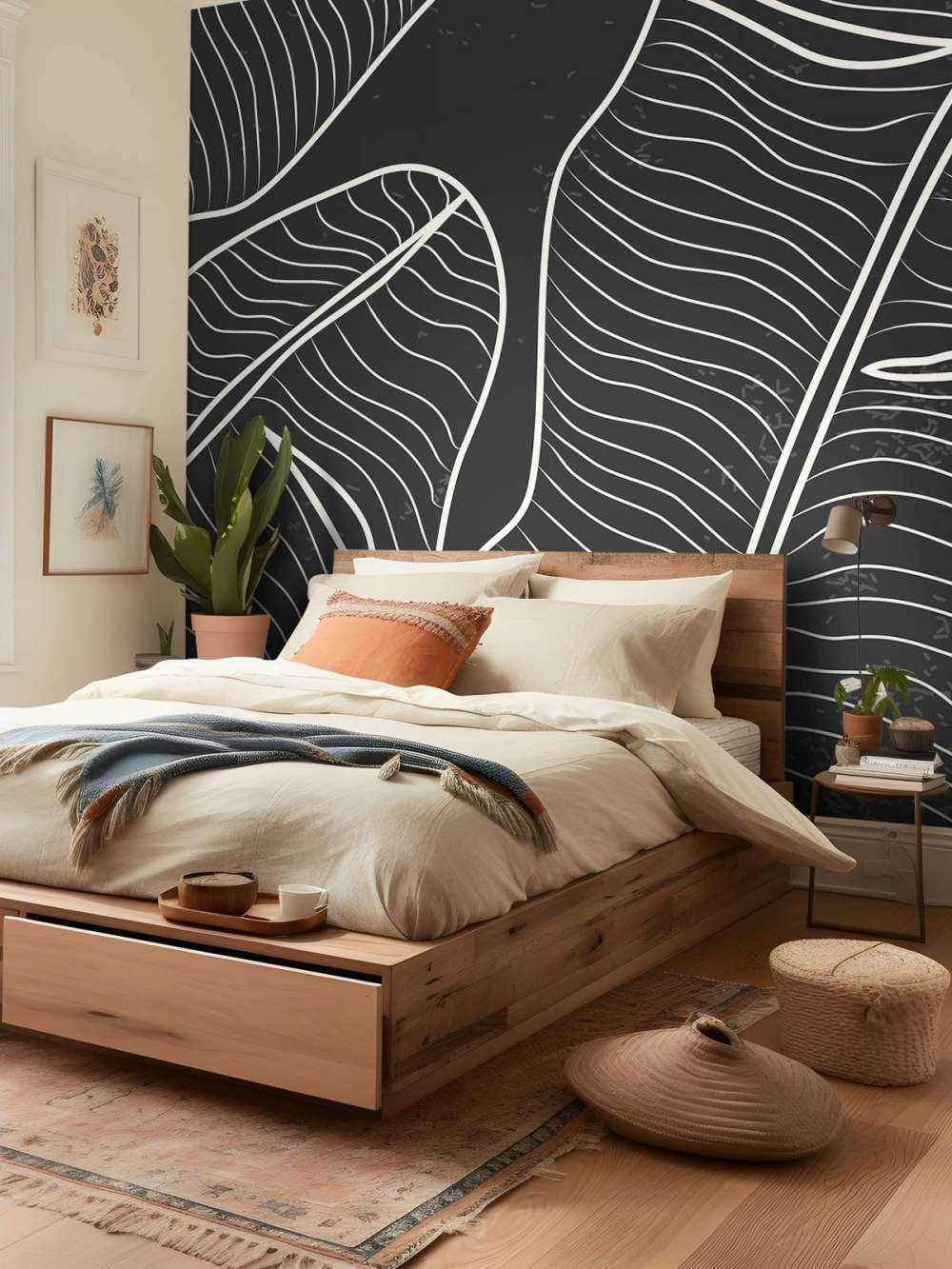 Illustratie van bladeren in zwart-wit