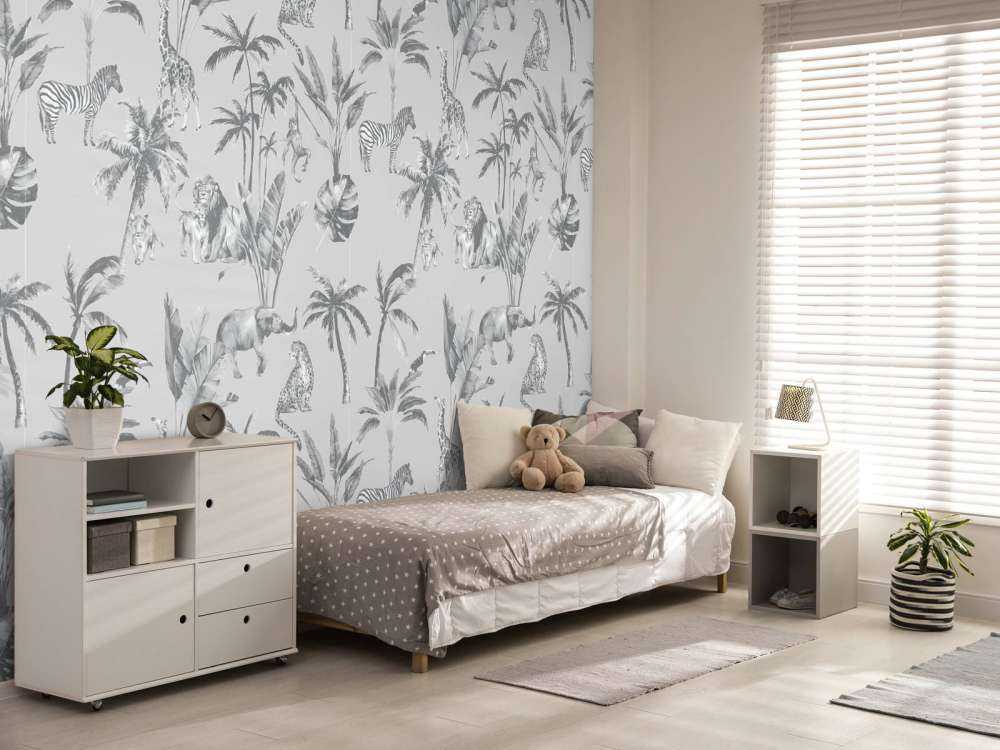 Dierenjungle patroon grijs