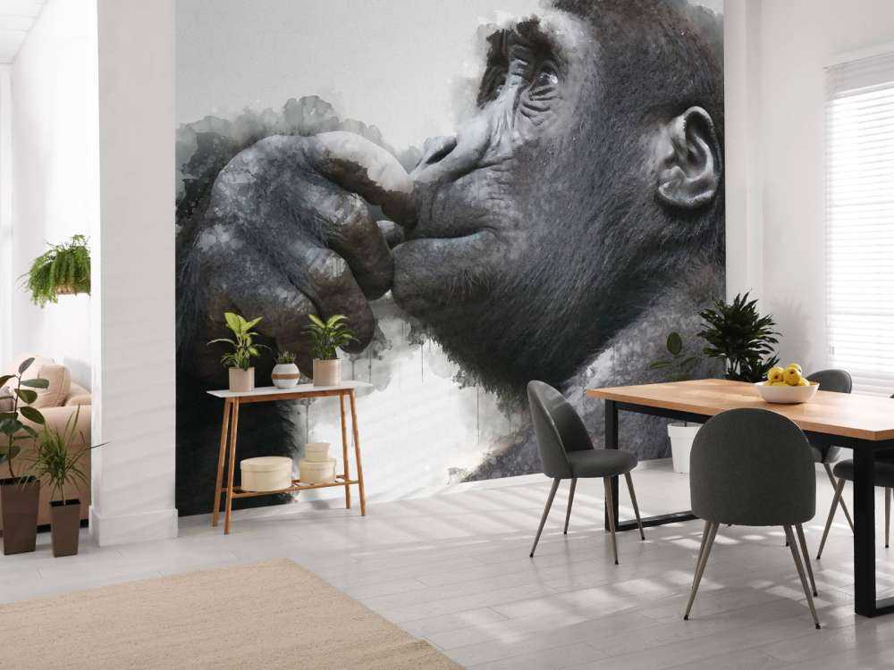 Waterverf chimpansee