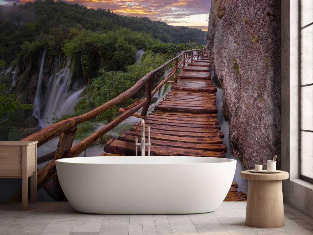 Brug met zonsondergang