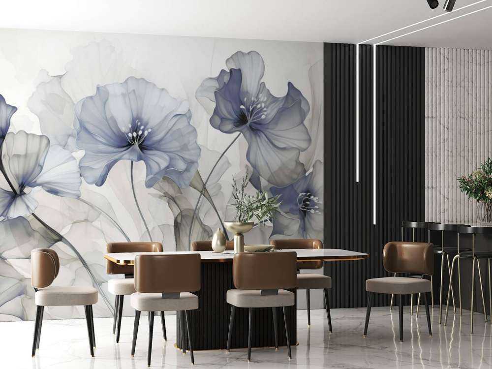 Ethereal flower fantasies blue grey