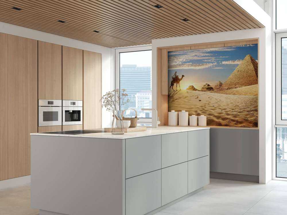 Kameel in de woestijn bij zonsondergang