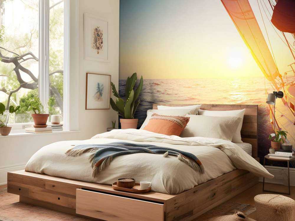 Zeilboot bij zonsondergang