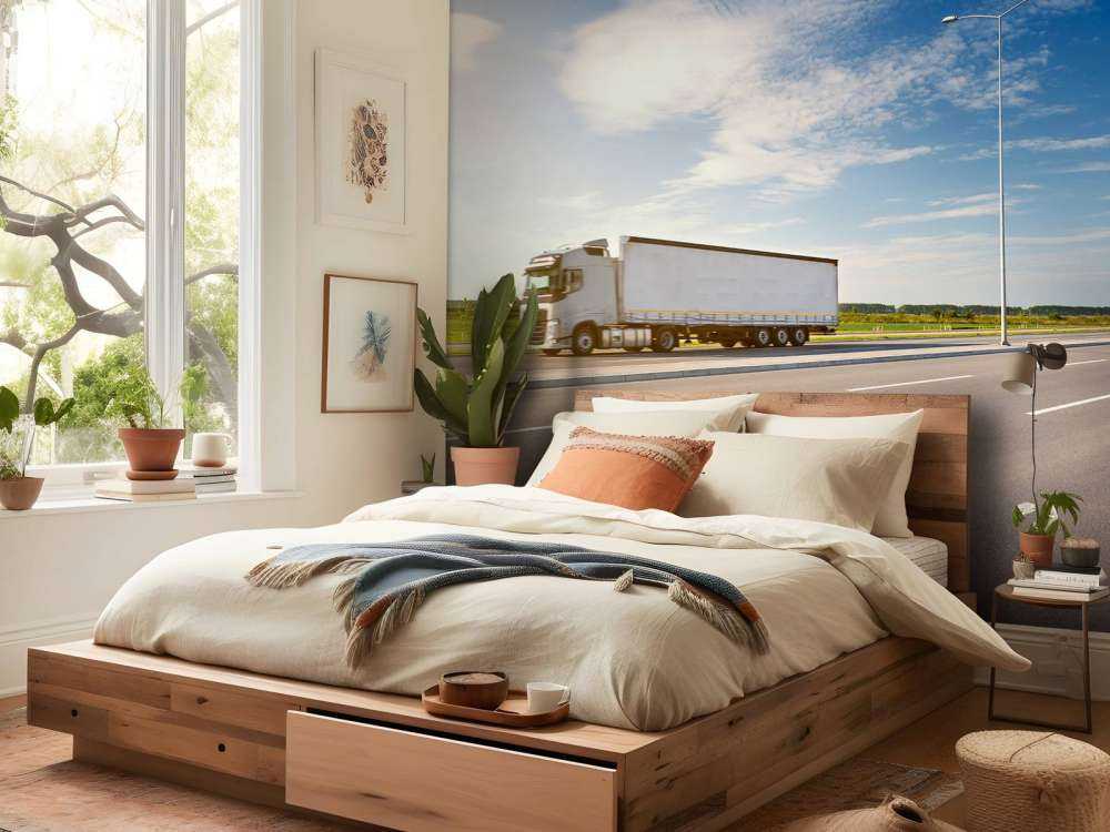 Witte vrachtwagen op een zonnige dag