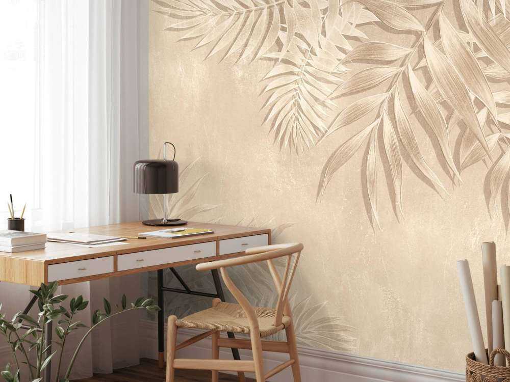Palmbladeren textuur, beige