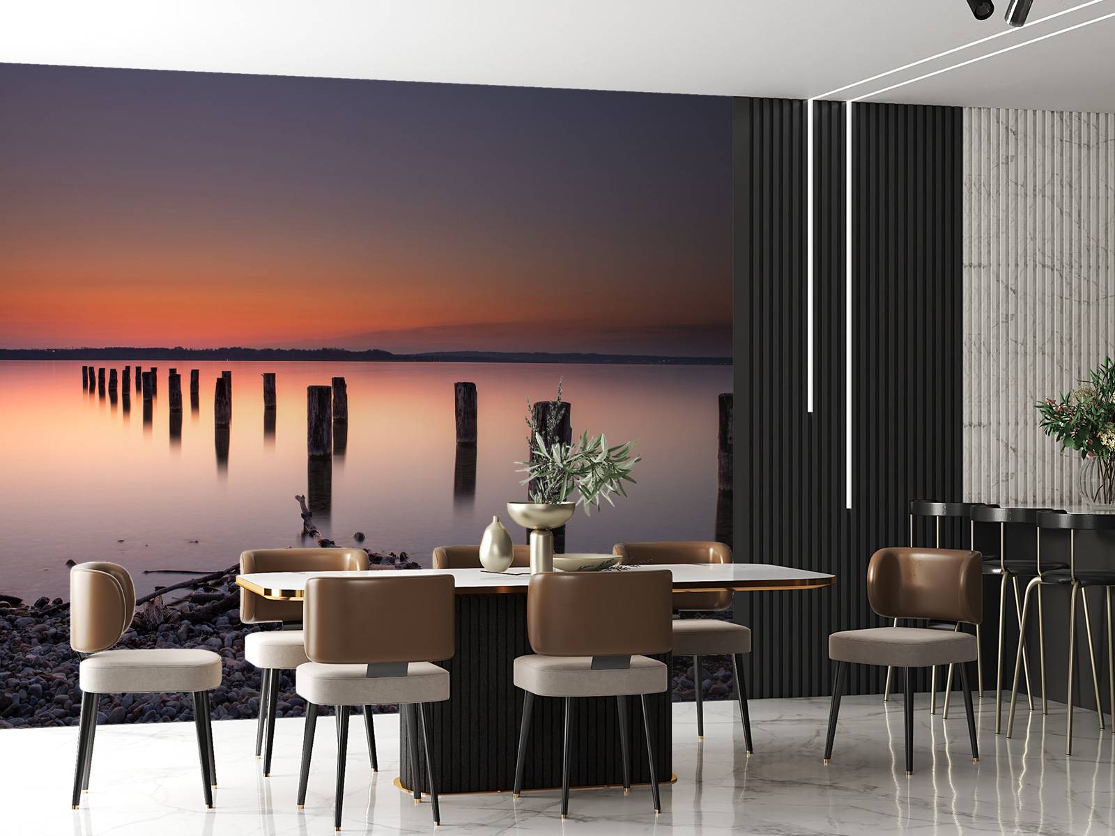 Roze rustige strand