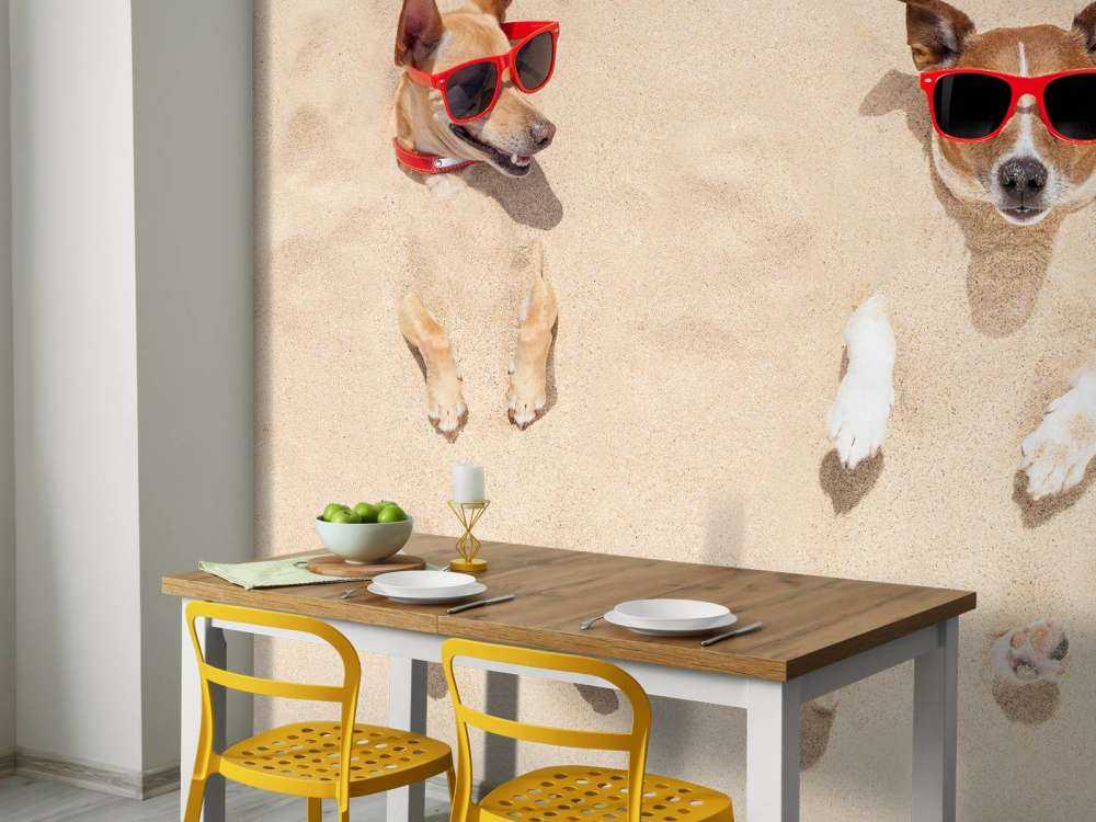 Ingegraven honden op het strand