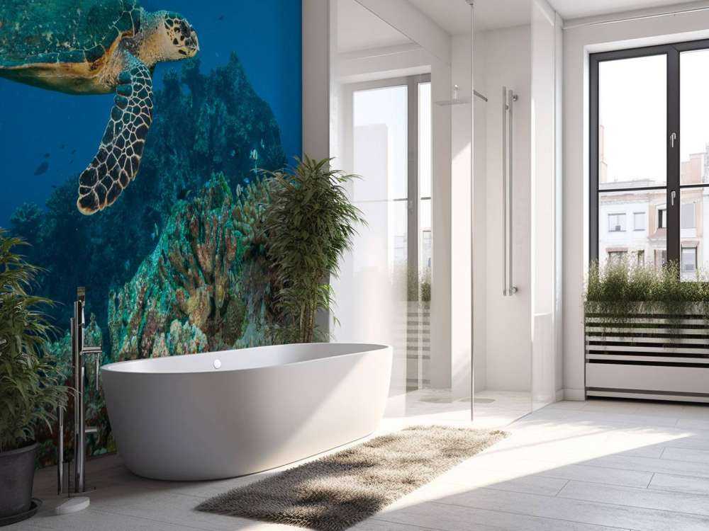 Karetschildpad bij een koraalrif