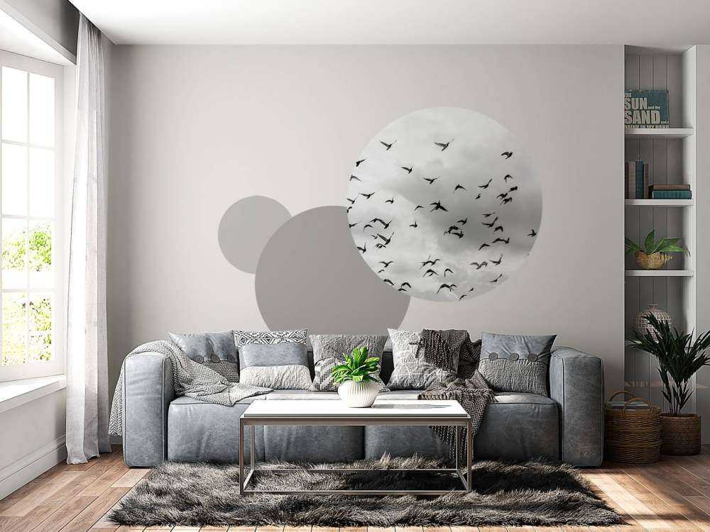 Vliegende duiven in zwart-wit