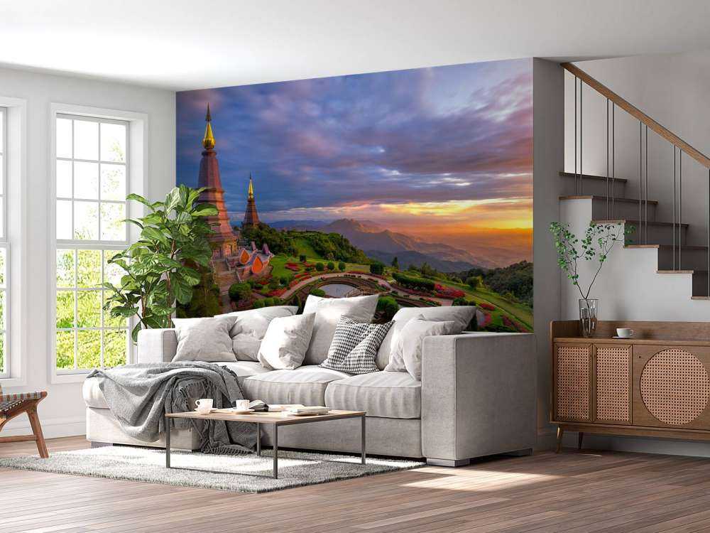 De Doi Inthanon berg bij zonsondergang