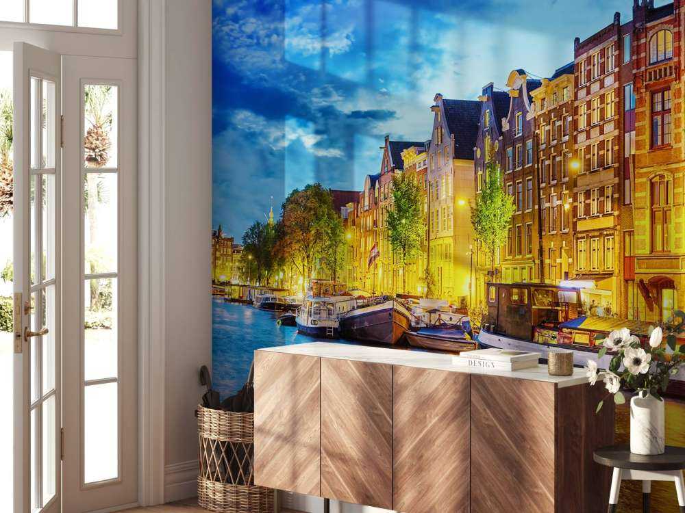 Rivier de Amstel in de avond