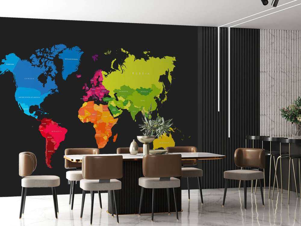 Wereldkaart met gekleurde continenten