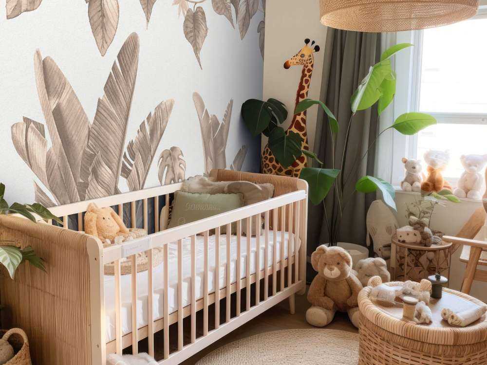 Jungle bladeren in taupe