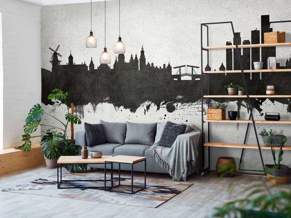 Waterverf skyline, Amsterdam