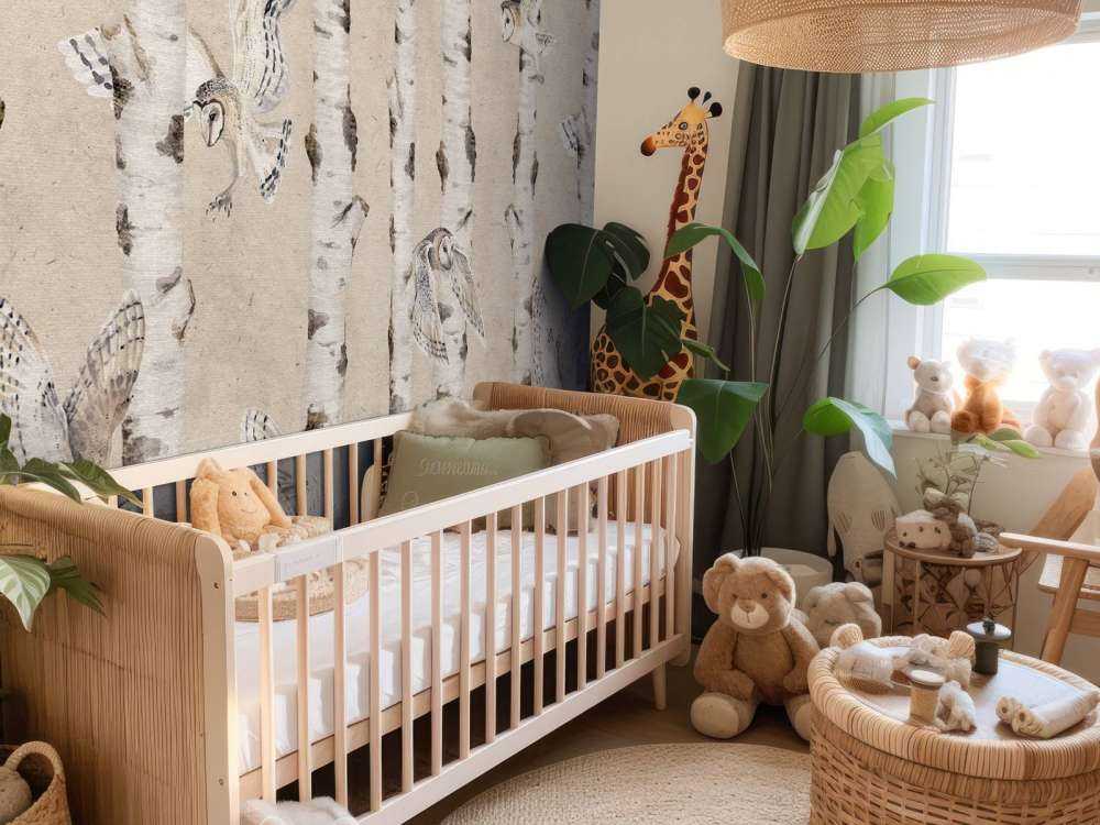 Birch and Owls - Beige