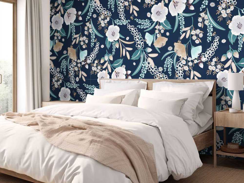 Bloementuin in middernacht