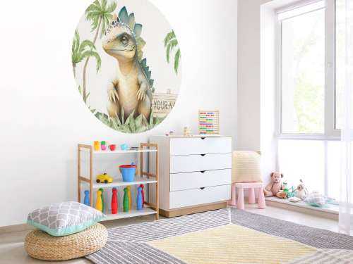 Baby stegosaurus in de jungle