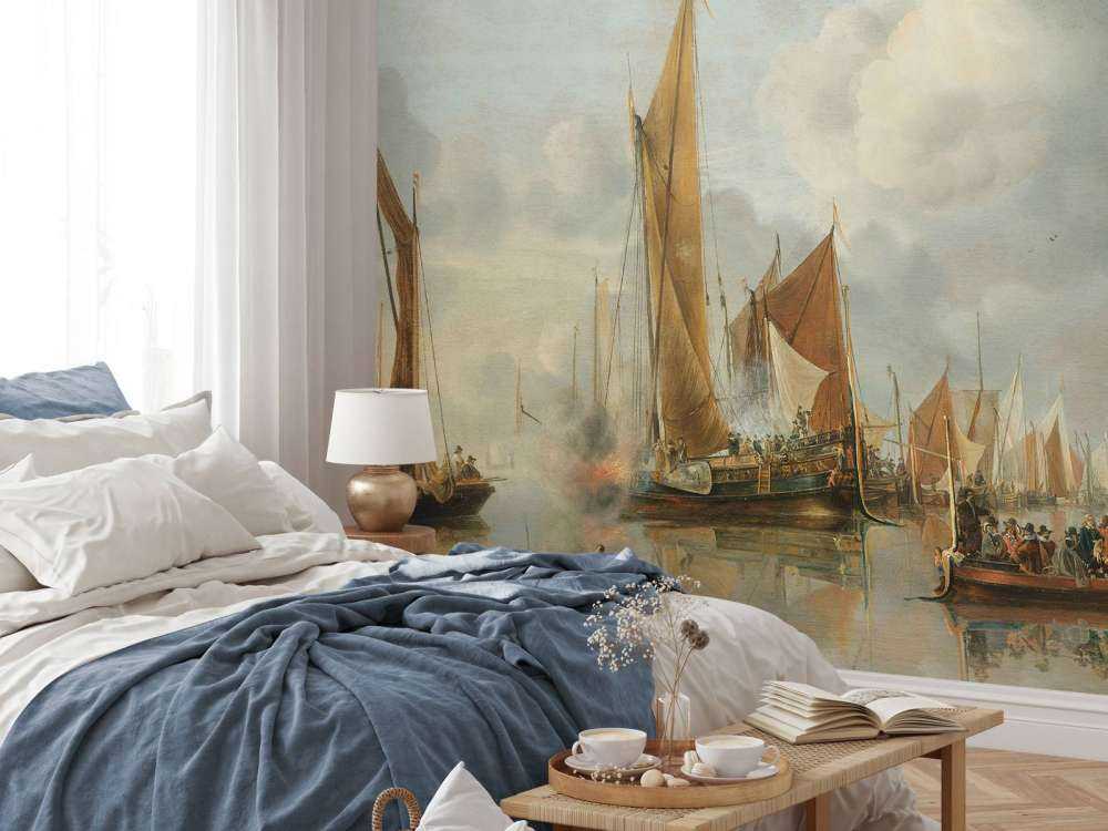 De begroeting van de regeringssloep door de binnenvloot