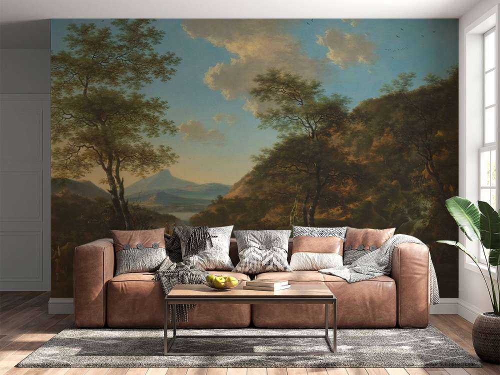 Italiaans landschap met tekenaar