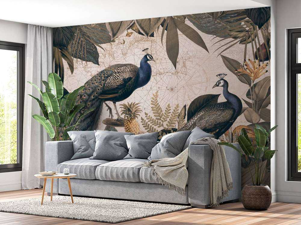 Vintage peacock reverie blue beige