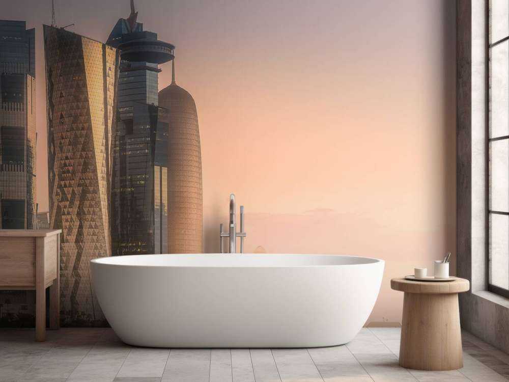 Skyline van Doha in de avond