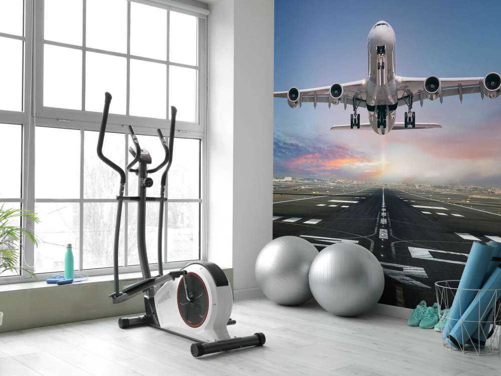 Vliegtuig stijgt op van het vliegveld