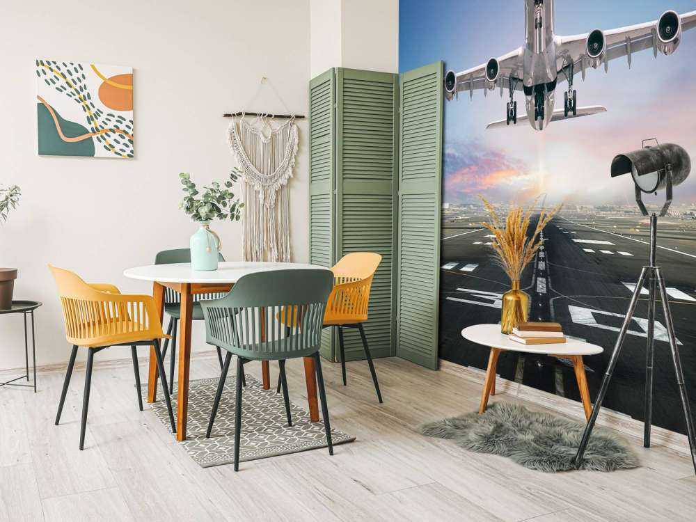 Vliegtuig stijgt op van het vliegveld