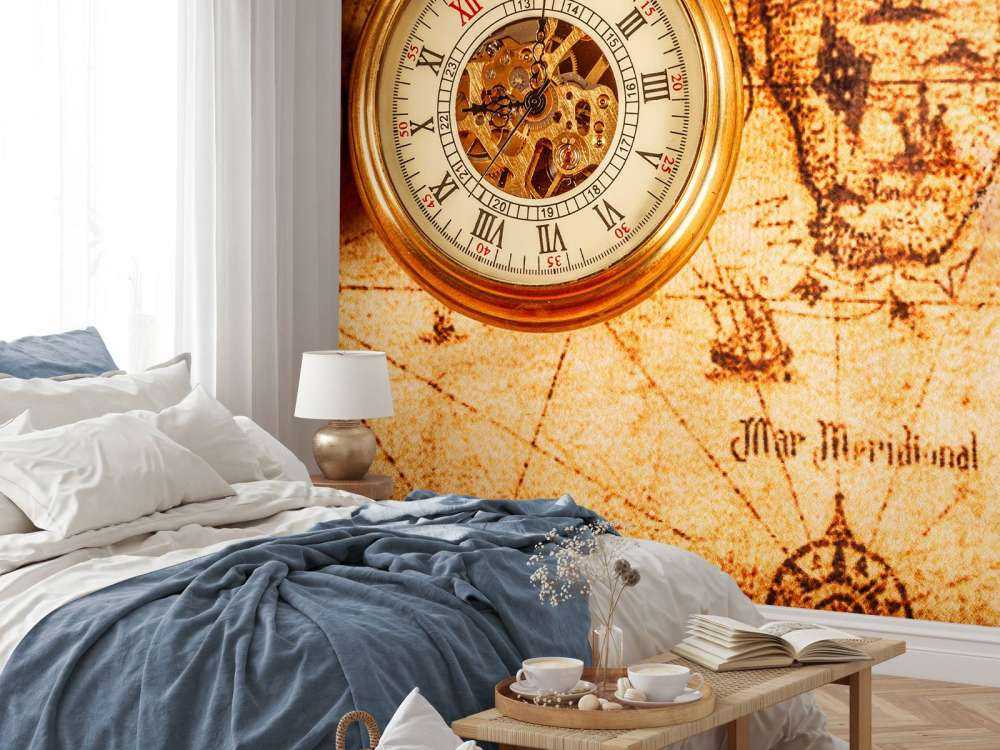 Zakhorloge op een wereldkaart