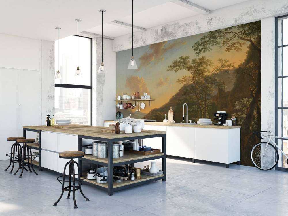 Italiaans landschap met overzetveer