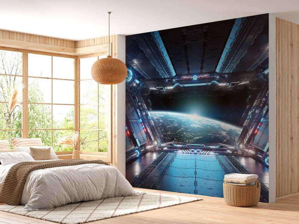 Zicht vanuit een ruimteschip